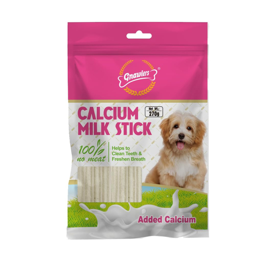 GNAWLERS All Life Stages Calcium Milk Stick Dog Treat, Brown, 270 g