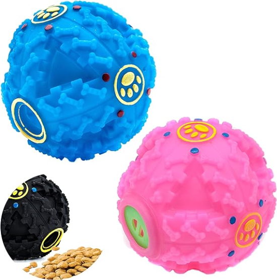 SMALL SQUEAKY DOG TREAT GIGGLE BALL TOY