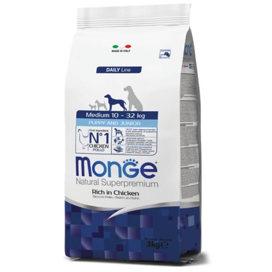  Monge Daily Line - Medium Puppy & Junior With Chicken 3 Kg, Granule